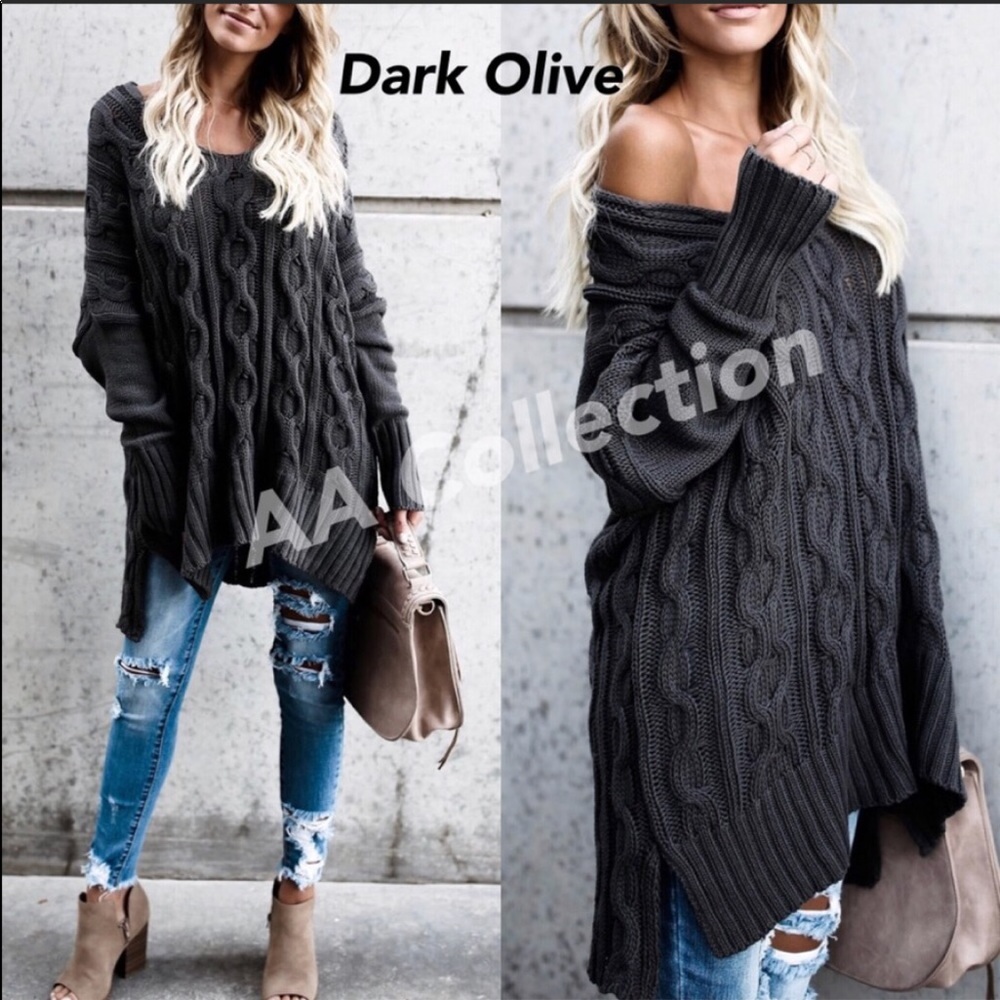 Cable kint sweater comfy sexy long sleeves - Picture 3 of 8